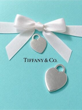 Authentic Tiffany & Co Large and Small Blank Heart Charms